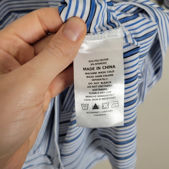 Footjoy Golf Performance Polo Men's Large Striped Blue Short Sleeve - Picture 8 of 9